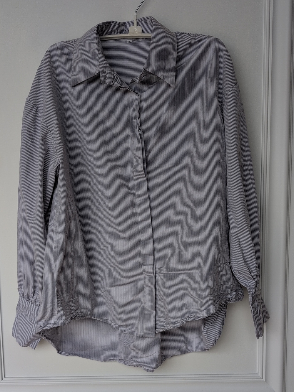 Light Blue Pinstripe Button-Up Shirt